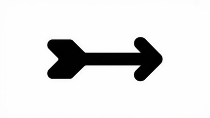 Simple black silhouette of an arrow on a plain white background, indicating direction and forward movement.