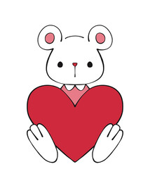 Obraz premium 赤いハートを持ったクマ