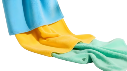 Colorful fleece fabrics draped and folded showcasing soft textures and vibrant hues