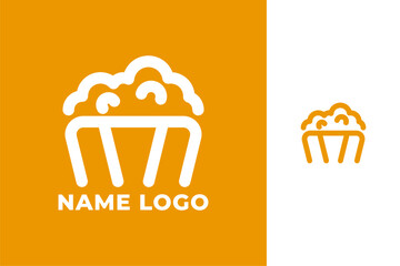 Simple Modern Popcorn Logo Design with Colorful Creative Style for Cinema, Movie, Snack, and Food Branding © 22creative