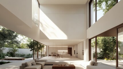 A modern trendy home interior with monochrome tones and sharp lines.