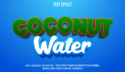 Coconut Water 3d editable text effect style