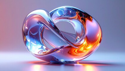 Futuristic AI core made of glass and liquid metal on solid background 3D render.