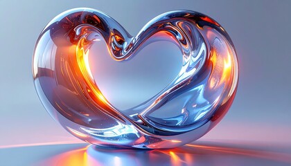 Futuristic AI core made of glass and liquid metal on solid background 3D render.