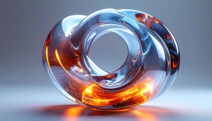 Futuristic AI core made of glass and liquid metal on solid background 3D render.