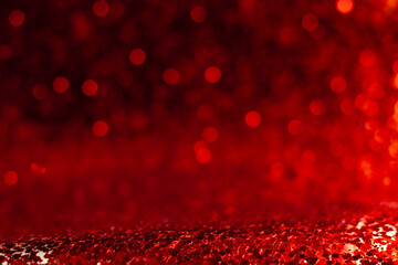 Abstract Red Glitter Background with Bokeh Lights for Festive and Creative Designs