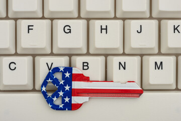 American key on computer keyboard concept