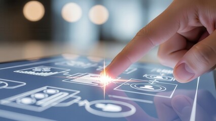Index finger tapping touchscreen highlighting interaction design