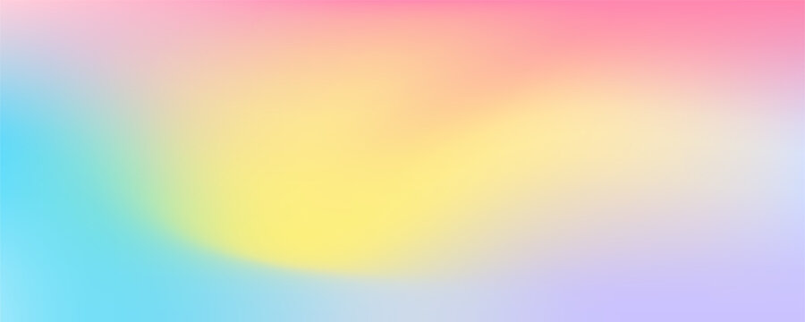 Abstract clear blue sky. Pastel rainbow. Light blue, pink and yellow color banner. Pastel gradient sky pattern. Blurred, light, soft backdrop colorful gradient background. Vector illustration