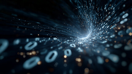 Digital Tunnel: An abstract visualization of digital data flowing through a tunnel, creating a dynamic representation of information processing and network connectivity.