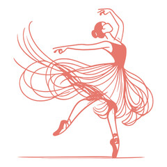 Abstract sketch of a ballerina dancing. Pink line art vector illustration of a ballet dancer in motion. © DesignIMT