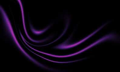 Elegant purple abstract wave with grainy texture isolated on black. Minimalist violet silk flow for luxury wellness, beauty branding, and modern technology creative backgrounds.