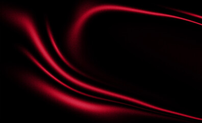 Intense red abstract wave on black background with elegant grainy texture. Dramatic scarlet silk flow for luxury cosmetics, passionate romantic concepts, and premium cinematic backdrops.