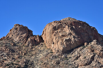 Massive granite rock formation in the mountains