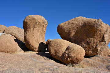 Massive granite rock formation in the mountains
