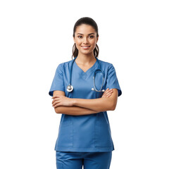 Nurse in scrubs isolated on transparent background