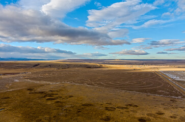 Aerial view of the Rocky Mountains and the western Montana landscape in January