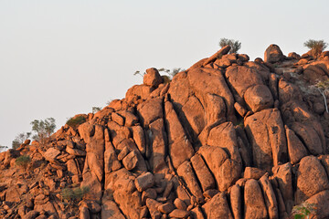 Massive granite rock formation in the mountains