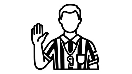 Obraz premium Simple black and white illustration of a referee signaling a foul or stoppage.