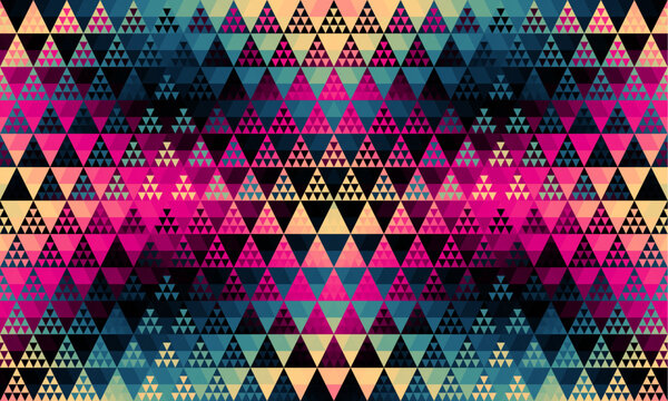 Tribal and ethnic pattern geometric triangles, seamless vector abstract background for fashion