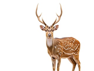 Fototapeta premium Spotted Deer Buck Standing Isolated on White Background