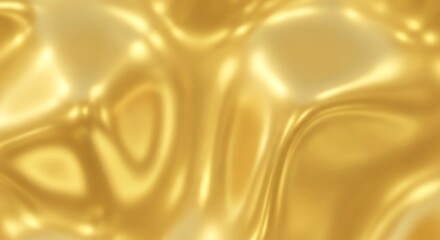 Abstract golden liquid surface with smooth, flowing ripples and a shiny, metallic texture, creating a luxurious background.