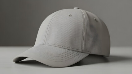 Fototapeta premium Textured Light Grey Baseball Cap Mockup with Striped Pattern