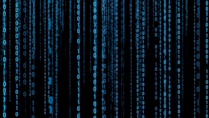 Digital code streaming down black background.