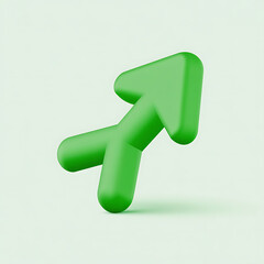 3D Green Arrow Pointing Up and Right with Shadow, Indicating Growth and Positive Direction
