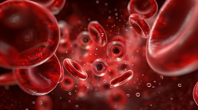 A microscopic view of numerous translucent red blood cells in various sizes and shapes