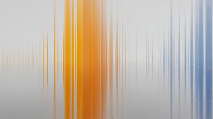 Abstract background with blurred vertical lines in orange and blue on a light gray base, suggesting digital data or sound waves.