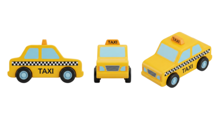 Yellow Toy Taxi Cars from Different Angles