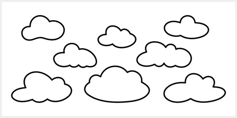 Cloud set icon isolated. Weather symbol clipart. Outline Vector stock illustration