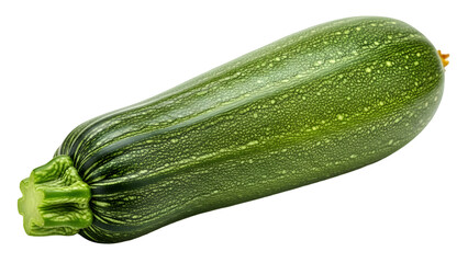 Green zucchini isolated on transparent background with water droplets on its skin