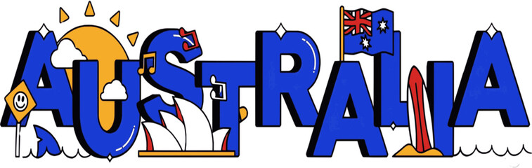 australia text icon with flag isolated on background © Tanvir somon