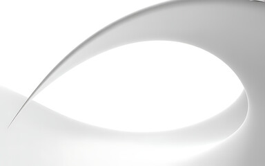 Abstract smooth white ribbon or paper gently curving into a loop, creating a sense of elegance and minimalist design.