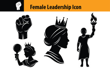 Female leadership icons and empowerment symbols, International Women's Day