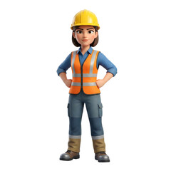 Female Construction Worker Standing Confidently - AI Generated