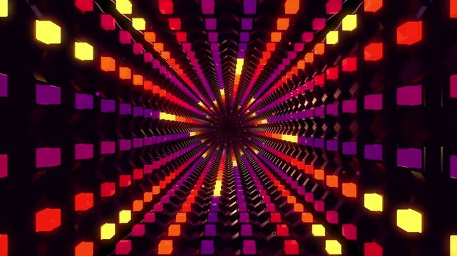 4k Hypnotic neon vortex tunnel loop for LED video walls and electronic music festivals