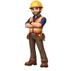Confident Construction Builder Standing with Crossed Arms - AI Generated