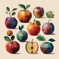 vector set of apples