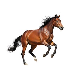 Obraz premium Brown Horse Running Fast on White Background