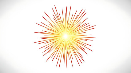 Obraz premium Vibrant yellow and red firework explosion on white background, festive sparkler