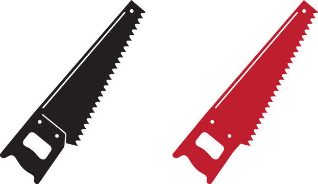 Hand saw vector silhouette , Black Carpenter Tool Isolated, handsaw carpentry tool flat vector illustration on white background, Formats Included EPS