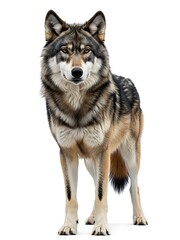 Fototapeta premium Gray Wolf Standing Isolated on White Background