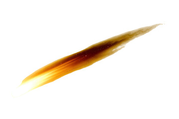 Flaming Comet Shard Slicing Across a White Background