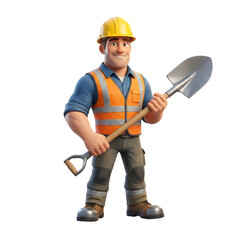 Experienced Construction Worker with Spade Tool - AI Generated