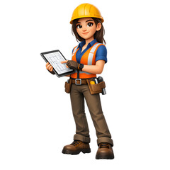 Female Construction Inspector Using Digital Tablet - AI Generated