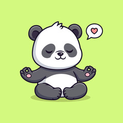 Obraz premium Cute panda meditation yoga cartoon vector icon illustration animal sport icon concept