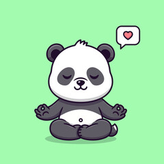 Obraz premium Cute panda meditation yoga cartoon vector icon illustration animal sport icon concept